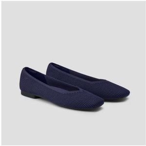 Vivaia Margot 2.0 Square-Toe Flats 8.5. W , 39.5 WIDE Navy